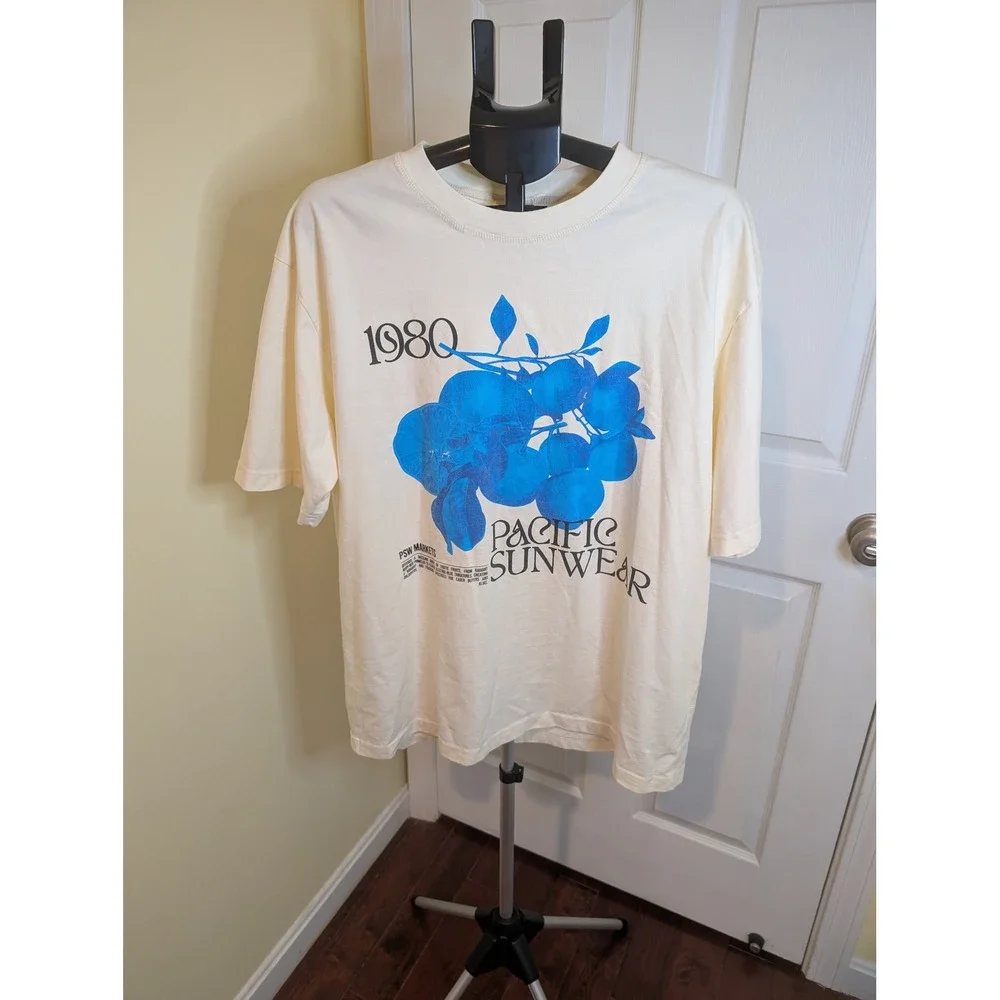 PacSun Graphic T-Shirt Cream‎ 1980 Pacific Sunwear Fruit Lemons - Size L